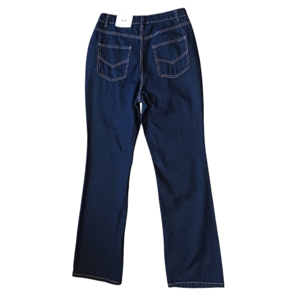 Future Collective High Rise Flare Jeans 100% Cotton Dark Wash - Picture 4 of 8